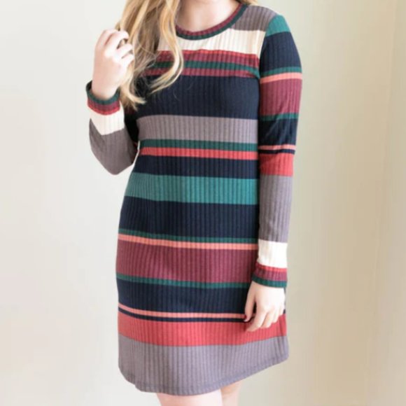 NWOT Retro Striped Shirt Dress - Picture 1 of 16